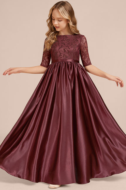 Robe Cérémonie Satin Bordeaux Chic - gallery 4