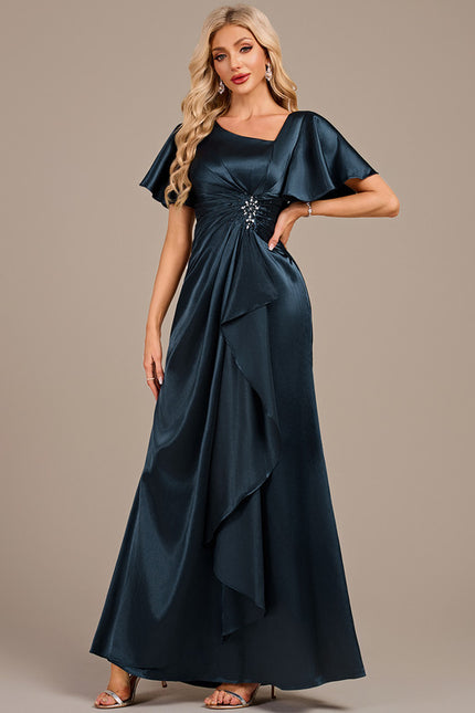 Robe Cérémonie Satin Bleu Nuit - gallery 3