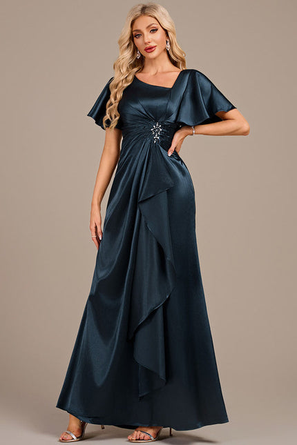 Robe Cérémonie Satin Bleu Nuit - gallery 3