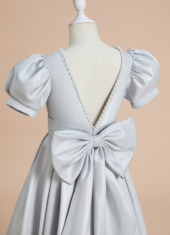 Robe Cérémonie Satinée Grise - gallery 4