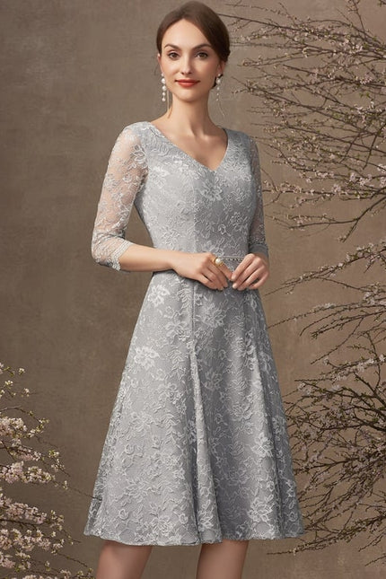 Robe Cérémonie Grise Dentelle - gallery 5