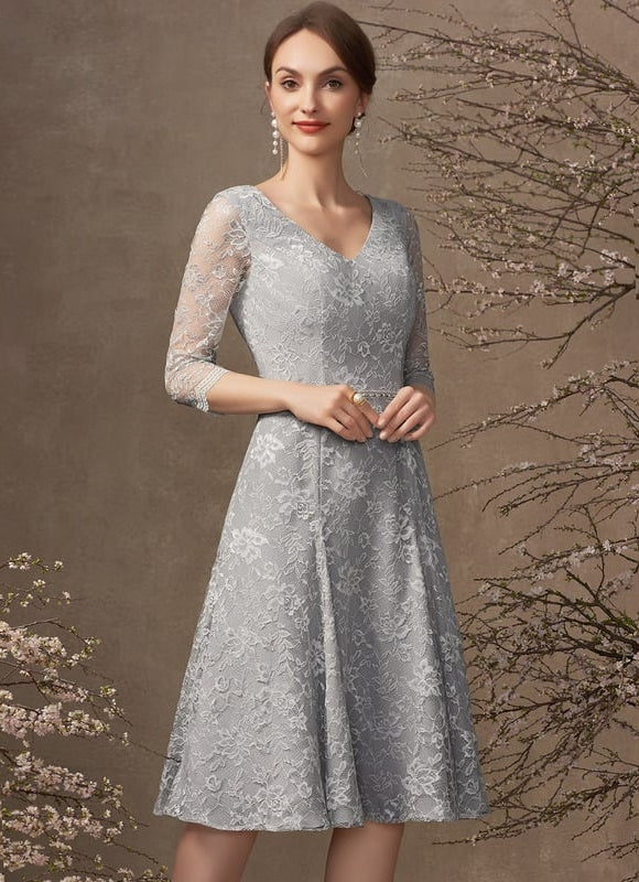 Robe Cérémonie Grise Dentelle - gallery 5