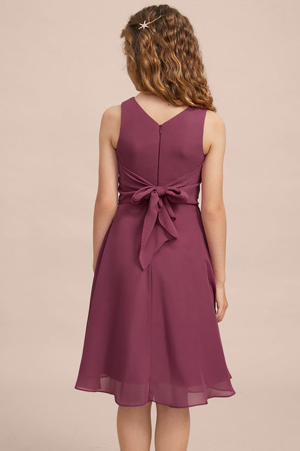 Robe Cérémonie Mousseline Marine Ajustée - gallery 4