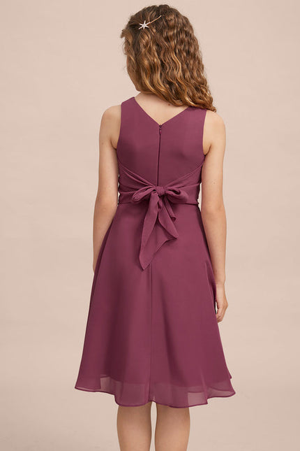 Robe Cérémonie Mousseline Marine Ajustée - gallery 4