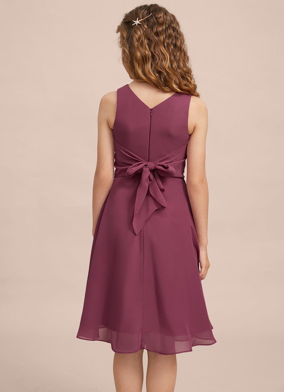 Robe Cérémonie Mousseline Marine Ajustée - gallery 4