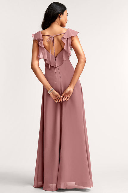 Robe Cérémonie Longue Volants Rose - gallery 4