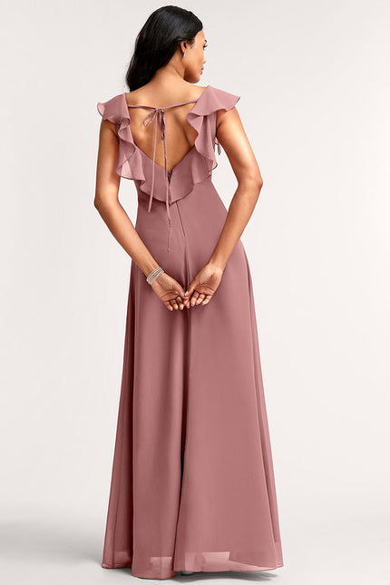 Robe Cérémonie Longue Volants Rose - gallery 4
