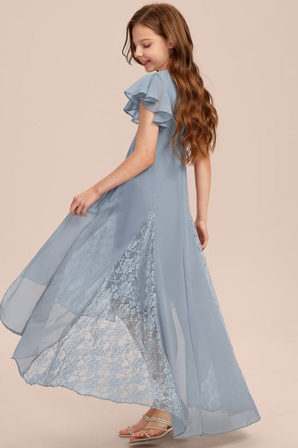 Robe Cérémonie Dentelle Col V Blanc - gallery 2