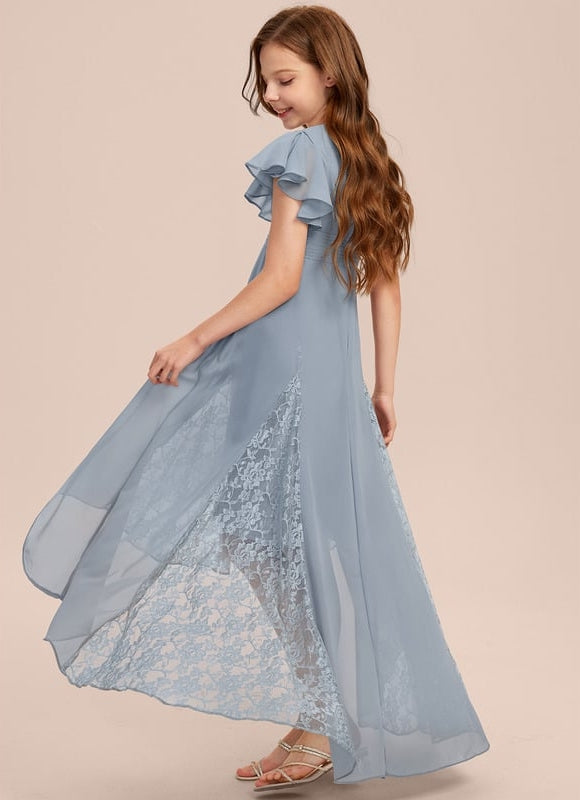 Robe Cérémonie Dentelle Col V Blanc - gallery 2