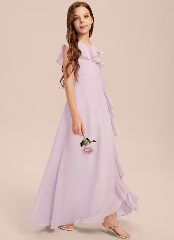 Robe Cérémonie Mousseline Bleu Pastel - gallery 3