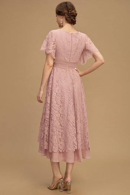 Robe Cérémonie Dentelle Rose Poudré - gallery 2
