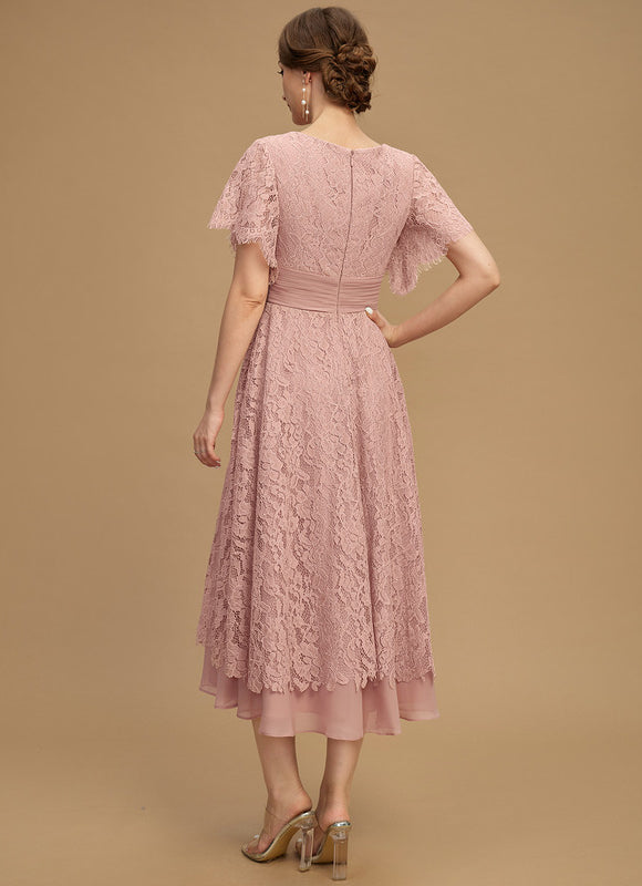 Robe Cérémonie Dentelle Rose Poudré - gallery 2