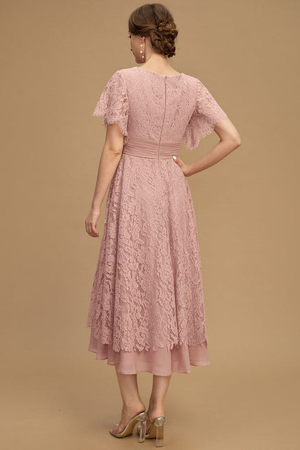 Robe Cérémonie Dentelle Rose Poudré - gallery 2