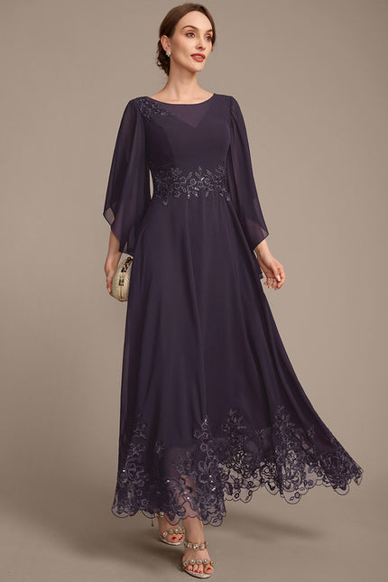 Robe Cérémonie Longue Violette Brodée - gallery 5