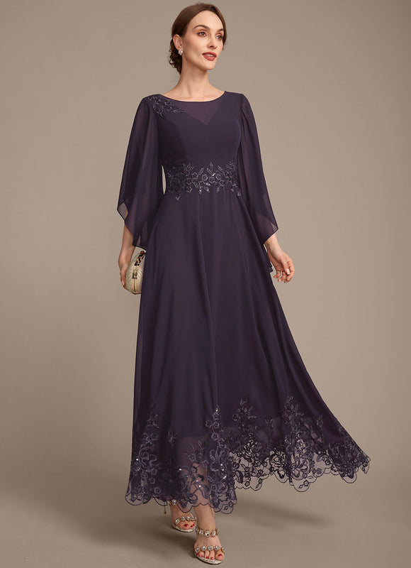 Robe Cérémonie Longue Violette Brodée - gallery 5
