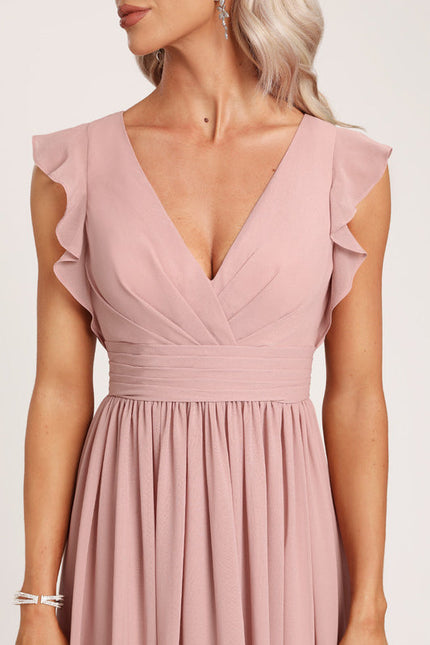 Robe Cérémonie Longue Volants Rose - gallery 1