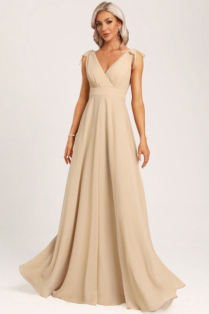 Robe Cérémonie Mousseline Beige - gallery 5