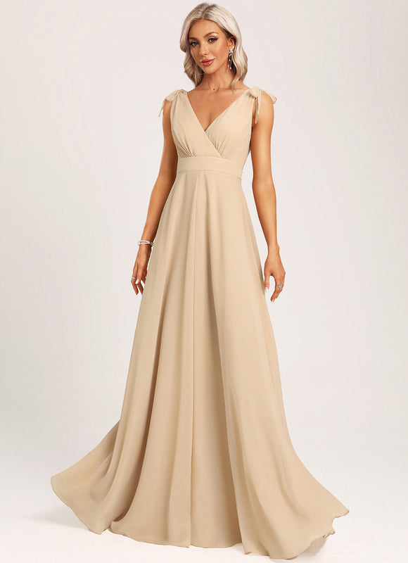 Robe Cérémonie Mousseline Beige - gallery 5