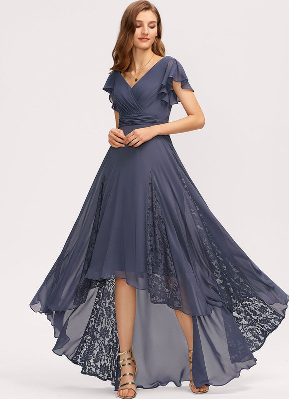 Robe Cérémonie Dentelle Asymétrique