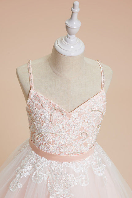 Robe Cérémonie Tulle Verte Fleuri - gallery 1