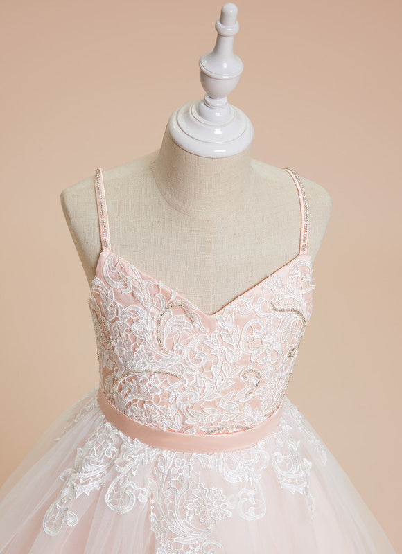 Robe Cérémonie Tulle Verte Fleuri - gallery 1