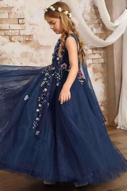 Robe Cérémonie Tulle Navy Floral - gallery 8