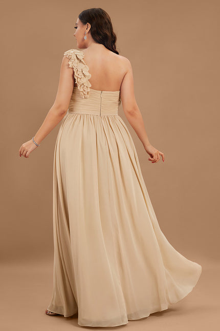Robe Cérémonie Asymétrique Beige - gallery 5