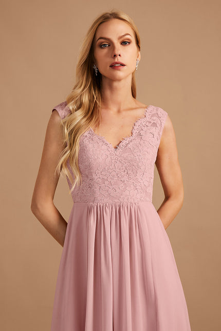 Robe Cérémonie Longue Rose Élégante - gallery 2