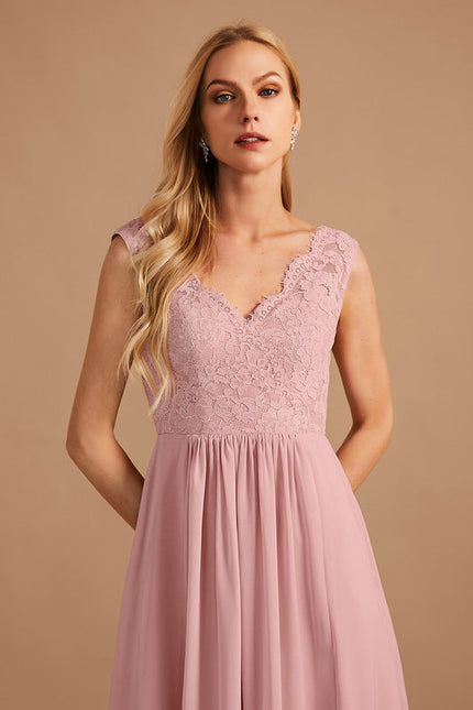 Robe Cérémonie Longue Rose Élégante - gallery 2