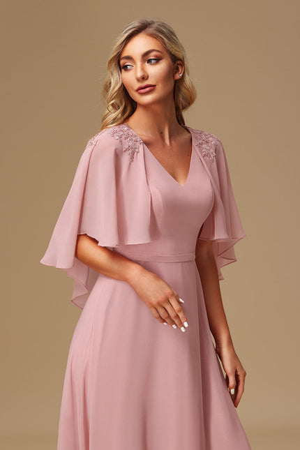 Robe Cérémonie Longue Rose Élégante - gallery 2