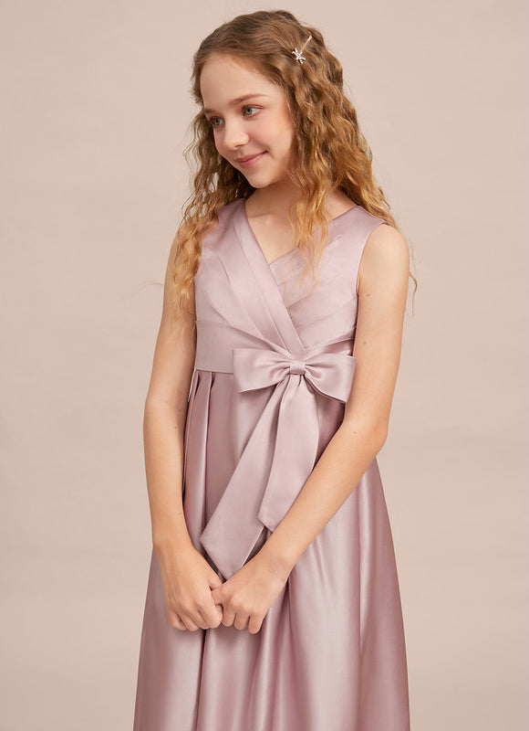 Robe Cérémonie Satin Longue Junior - gallery 5