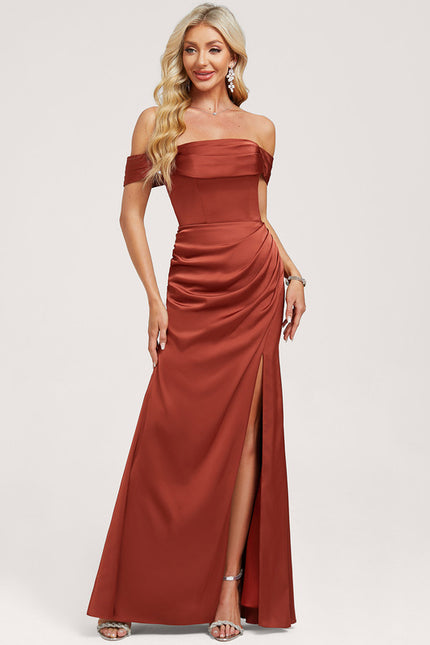 Robe Cérémonie Satinée Terre Cuite - gallery 1