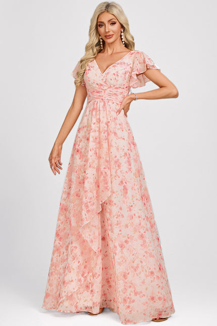 Robe Cérémonie Longue Volants Rose - gallery 2