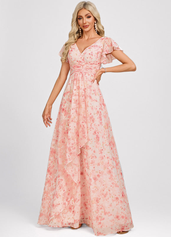 Robe Cérémonie Longue Volants Rose - gallery 2