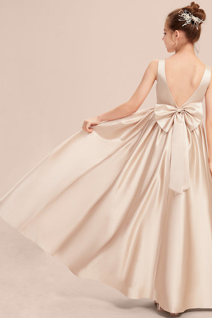 Robe Cérémonie Satin Longue Junior - gallery 4