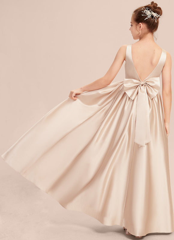 Robe Cérémonie Satin Longue Junior - gallery 4