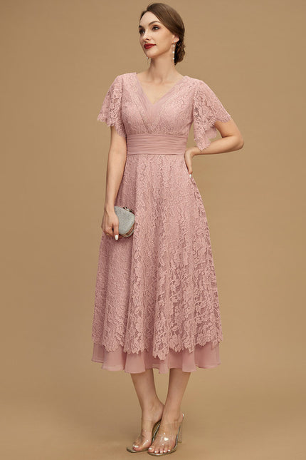 Robe Cérémonie Dentelle Rose Poudré - gallery 7