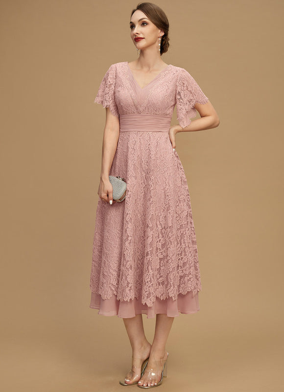 Robe Cérémonie Dentelle Rose Poudré - gallery 7