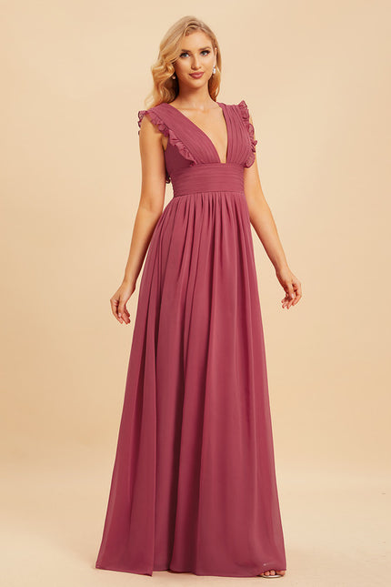 Robe Cérémonie Longue Volants Rose - gallery 3