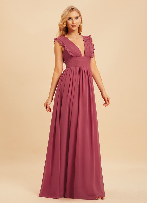 Robe Cérémonie Longue Volants Rose - gallery 3