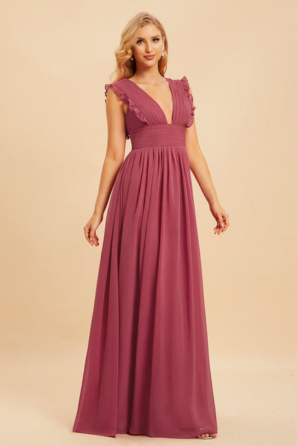 Robe Cérémonie Longue Volants Rose - gallery 3