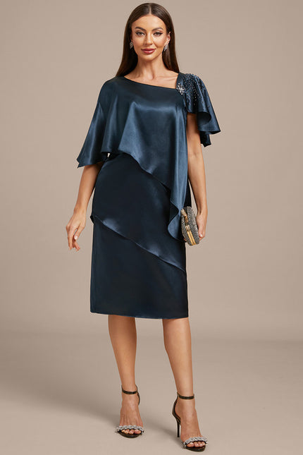 Robe Cérémonie Drapée Marine - gallery 1