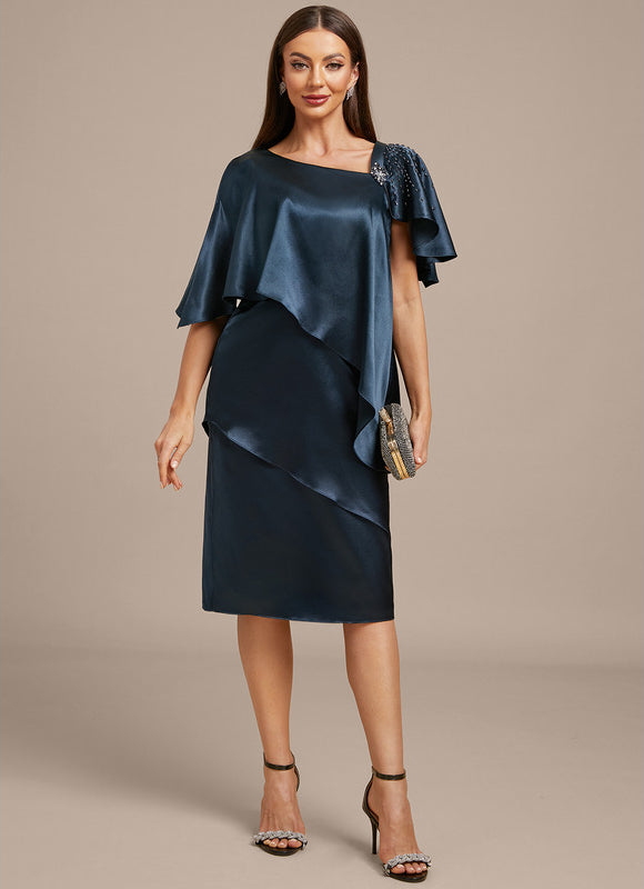 Robe Cérémonie Drapée Marine - gallery 1