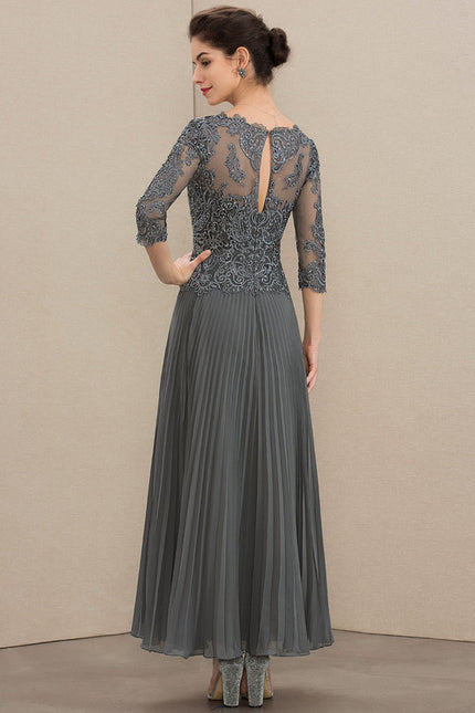Robe Cérémonie Gris Élégant Plissé - gallery 1