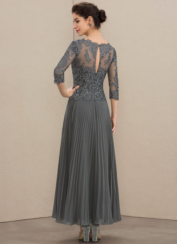 Robe Cérémonie Gris Élégant Plissé - gallery 1