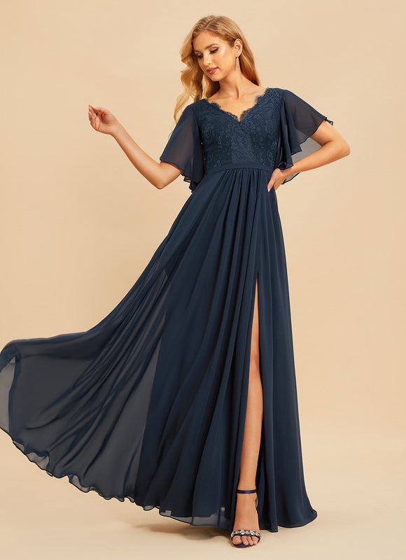 Robe Cérémonie Longue Rose Élégante