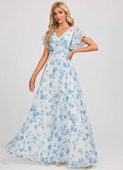 Robe Cérémonie Longue Volants Rose