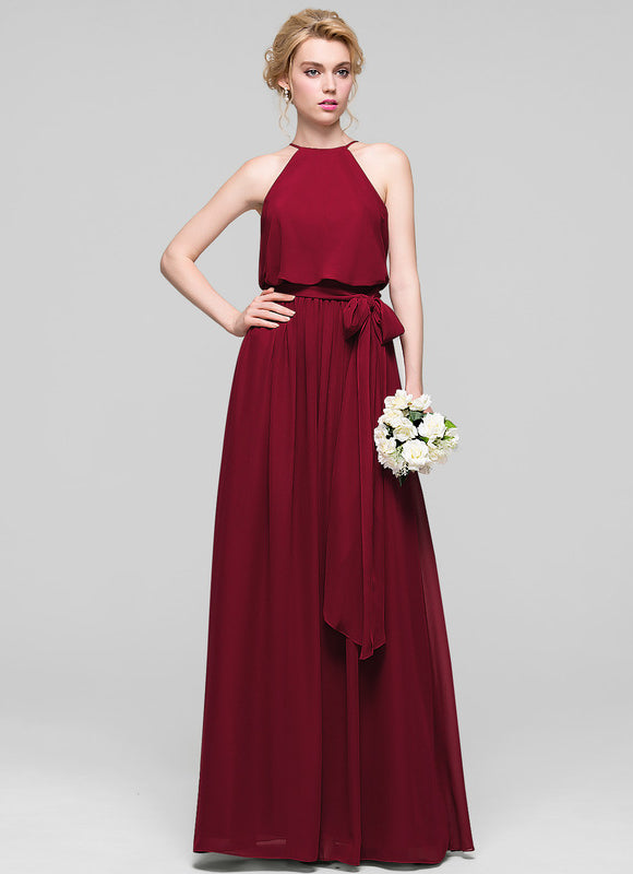 Robe Cérémonie Lilas Mousseline Col Rond - gallery 2