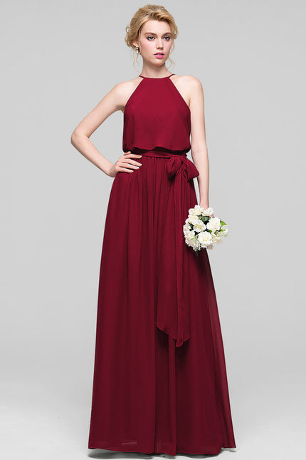 Robe Cérémonie Lilas Mousseline Col Rond - gallery 2