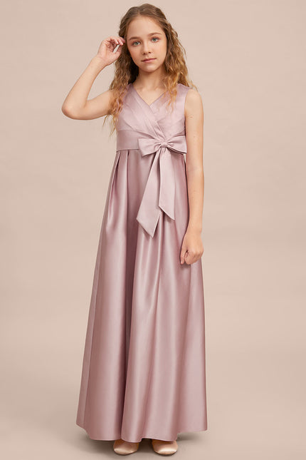 Robe Cérémonie Satin Longue Junior - gallery 2